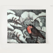 Nederlandse Art Nouveau Robin Bird in de winter Wandkleed (Voorkant (horizontaal))