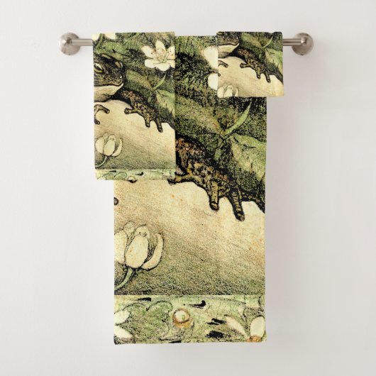 Nederlandse Art Nouveau Toad en Dogwood Bad Handdoek (Insitu)