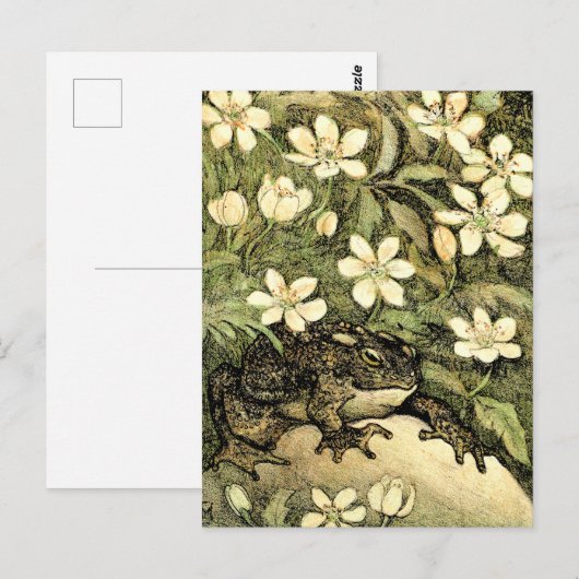 Nederlandse Art Nouveau Toad en Dogwood Briefkaart (Voorkant / Achterkant)