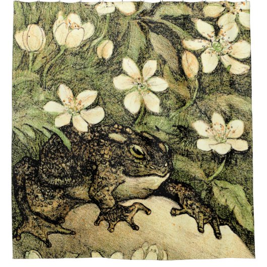 Nederlandse Art Nouveau Toad en Dogwood Douchegordijn (Voorkant)