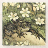Nederlandse Art Nouveau Toad en Dogwood Glazen Onderzetter (Voorkant)