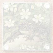 Nederlandse Art Nouveau Toad en Dogwood Glazen Onderzetter (Achterkant)