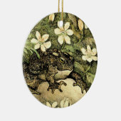 Nederlandse Art Nouveau Toad en Dogwood Keramisch Ornament (Rechts)