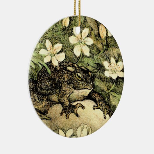 Nederlandse Art Nouveau Toad en Dogwood Keramisch Ornament (Rechts)