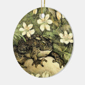 Nederlandse Art Nouveau Toad en Dogwood Keramisch Ornament (Links)