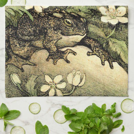 Nederlandse Art Nouveau Toad en Dogwood Theedoek