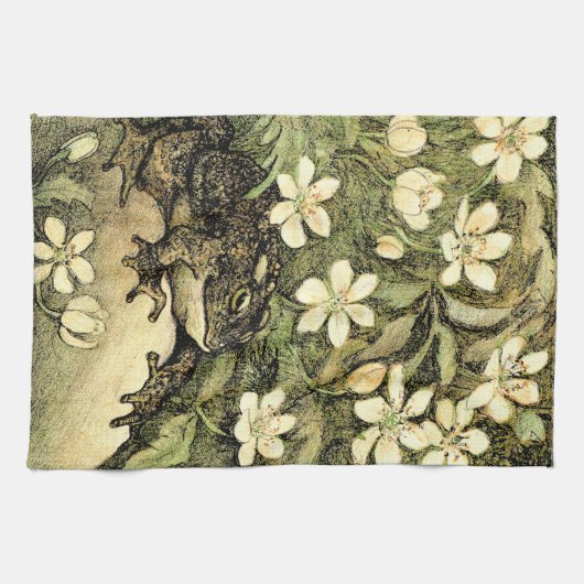 Nederlandse Art Nouveau Toad en Dogwood Theedoek (Horizontaal)