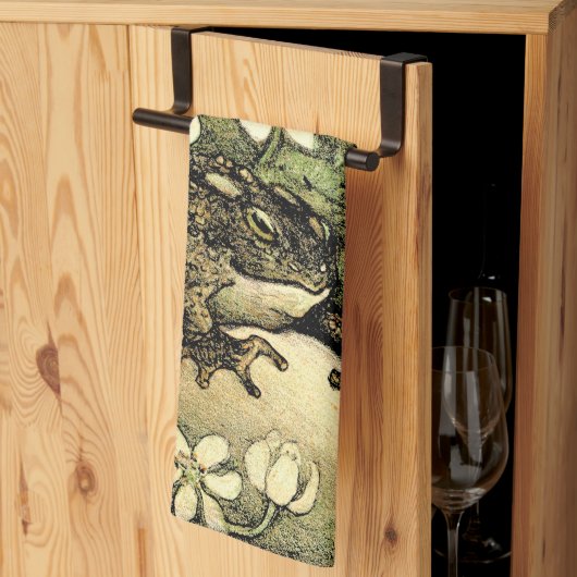 Nederlandse Art Nouveau Toad en Dogwood Theedoek (Derde Gevouwen)