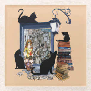 Nederlandse artiest en zwarte katten Glazen Onderzetter