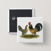 Nederlandse Bantam: Blauwe Kaart Vierkante Button 5,1 Cm (Voorkant /achterkant)