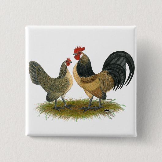 Nederlandse Bantam: Blauwe Kaart Vierkante Button 5,1 Cm (Voorkant)