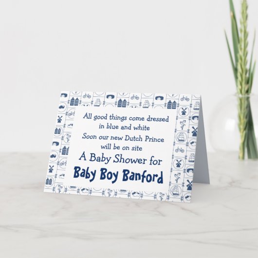 Nederlandse blauwe Tegels Baby shower (Voorkant)