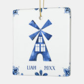 Nederlandse blauwe windmill gepersonaliseerd versi keramisch ornament (Links)