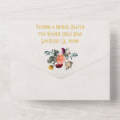 Nederlandse Bloemige Lichte en Luchtige Trouw Init All In One Uitnodiging (Achterkant)