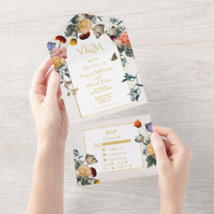 Nederlandse Bloemrijke Lichte en Luchtige Trouwini All In One Uitnodiging