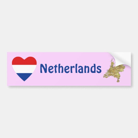 Nederlandse Bumpersticker Vlaggenkop + Kaart (Voorkant)