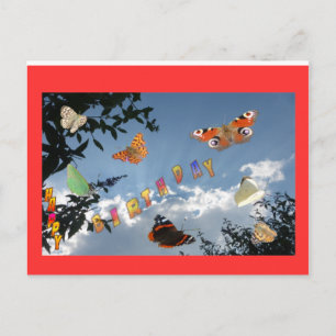 Nederlandse Butterflies Red Happy Birthday Briefka Briefkaart