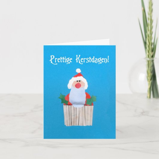 Nederlandse 'Christmas Cupcake with Santa' Kaart (Voorkant)