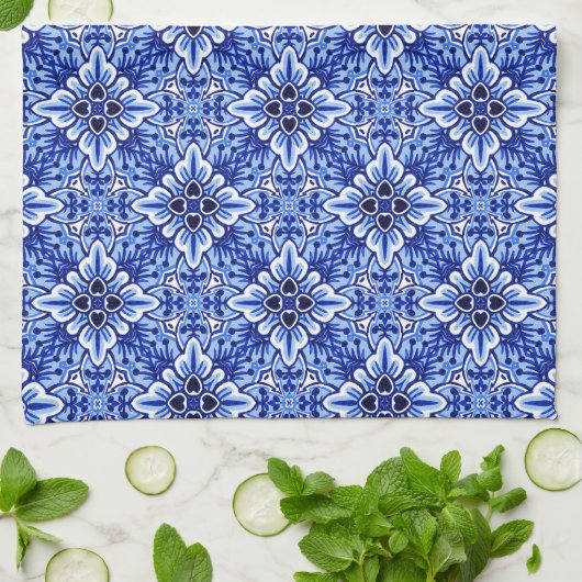  Nederlandse Delft Blue Floral Pattern-handdoek Theedoek (Gevouwen)