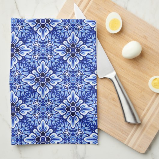  Nederlandse Delft Blue Floral Pattern-handdoek Theedoek (Quarter Fold)