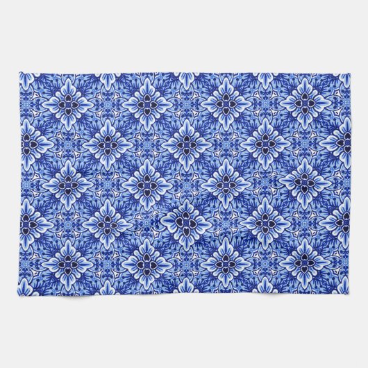 Nederlandse Delft Blue Floral Pattern-handdoek Theedoek (Horizontaal)