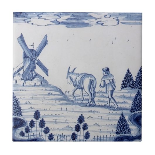 Nederlandse Delft Tile Antiek Reproduction-22 Tegeltje (Voorkant)