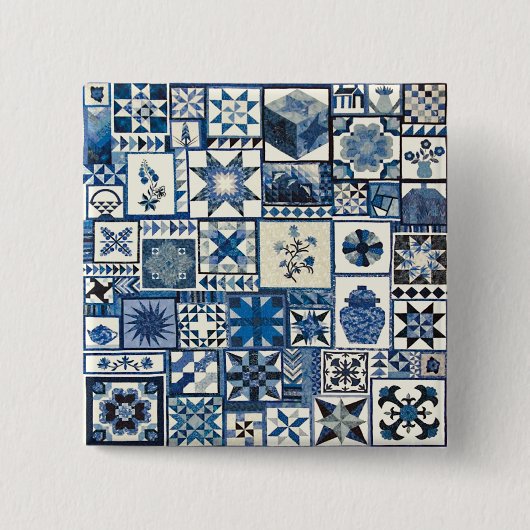 Nederlandse Delft Vierkante Button 5,1 Cm (Voorkant)