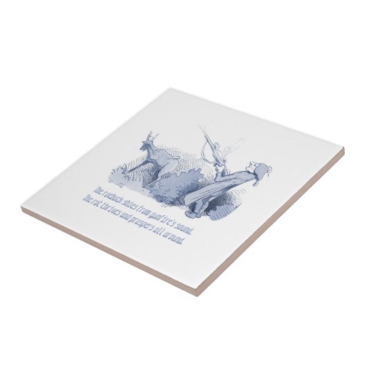 Nederlandse Delft Wilhelm Busch geïnspireerd speel Tegeltje (Zijkant)