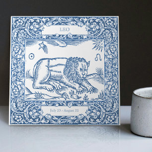 Nederlandse Delfts blauwe Leeuw Oude Dierenriemtek Tegeltje