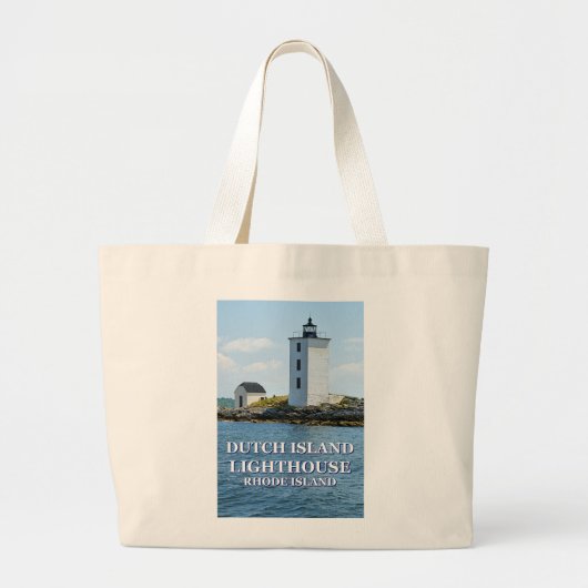 Nederlandse eilandvuurtoren, Rhode Island Canvas t Grote Tote Bag (Voorkant)