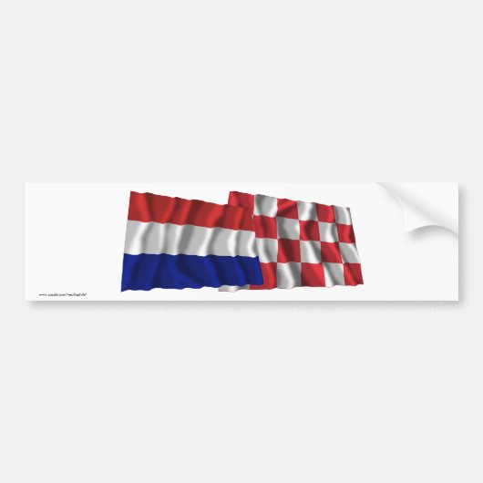 Nederlandse en Noord-Brabant Waving Flags Bumpersticker (Voorkant)