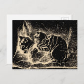 Nederlandse fijne kunst - twee slaapkatten Briefkaart (Voorkant / Achterkant)