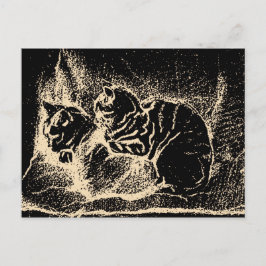  Nederlandse fijne kunst - twee slaapkatten Briefkaart