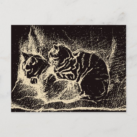 Nederlandse fijne kunst - twee slaapkatten Briefkaart (Voorkant)