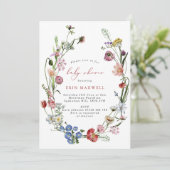 Nederlandse Floral Wreath Baby shower Uitnodiging (Staand voorkant)