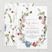 Nederlandse Floral Wreath Baby shower Uitnodiging (Voorkant / Achterkant)