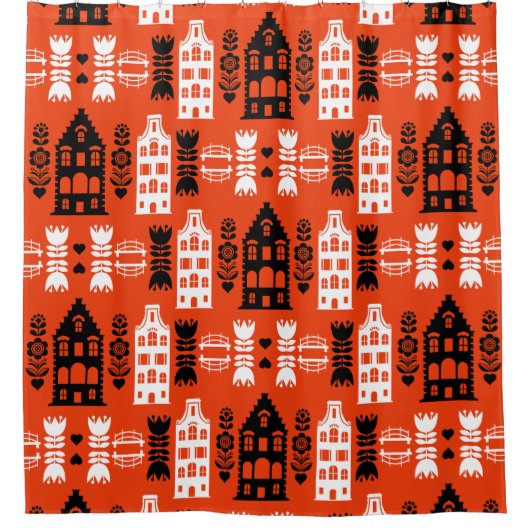 Nederlandse Folk Art Print Douchegordijn (Voorkant)