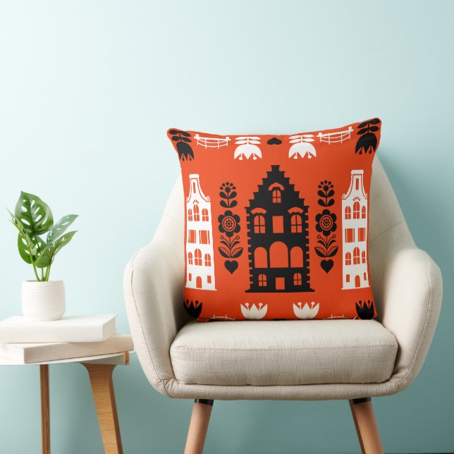 Nederlandse Folk Art Print Kussen (Stoel)