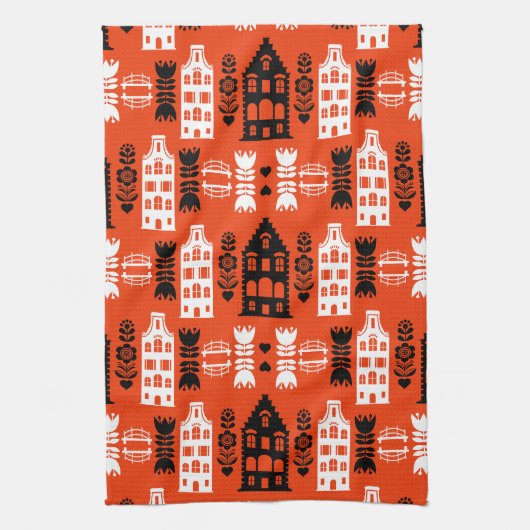Nederlandse Folk Art Print Theedoek (Verticaal)
