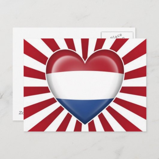 Nederlandse hartvlag met Star Burst Briefkaart (Voorkant / Achterkant)