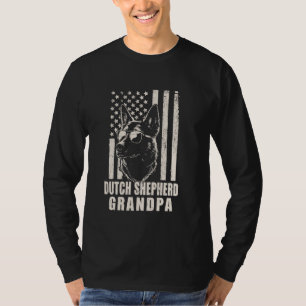 Nederlandse Herder Opa Amerikaanse Vlag Hond F T-shirt