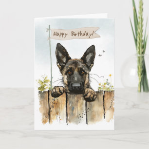 Nederlandse herdershond buiten onder verjaardagsbo kaart