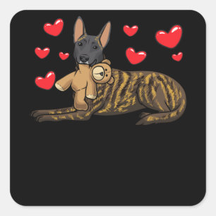 Nederlandse herdershond met gekke dieren en hart vierkante sticker