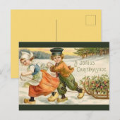  Nederlandse jongen en meisje met kerstmis Briefkaart (Voorkant / Achterkant)