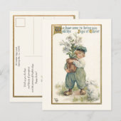  Nederlandse jongen met Paaslilies en Bunny Briefkaart (Voorkant / Achterkant)
