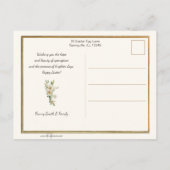  Nederlandse jongen met Paaslilies en Bunny Briefkaart (Achterkant)