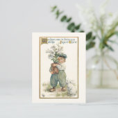  Nederlandse jongen met Paaslilies en Bunny Briefkaart (Staand voorkant)