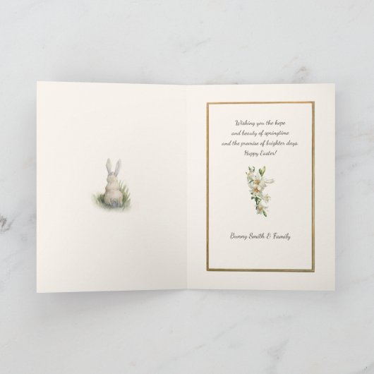  Nederlandse jongen met Paaslilies en Bunny Feestdagen Kaart (Binnen)