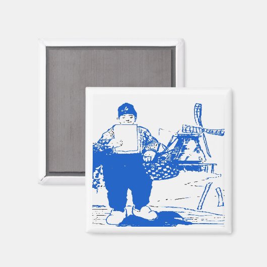 Nederlandse jongen met windmolen magneet (Voorkant / Achterkant)