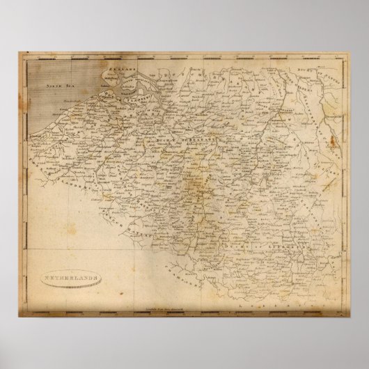 Nederlandse kaart door Arrowsmith Poster (Voorkant)